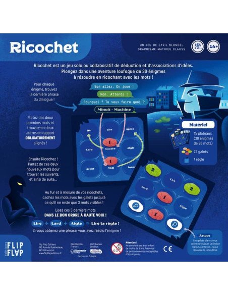 Ricochet 2 : Le Profil de l'Homme Sans Visage - Jeux de société - Jeux Coopératifs - dos de la boîte