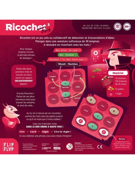 Ricochet 3 - Ricochons : Quand Satan Brouille l'Ecoute - Jeux de société - Jeux Familiaux - Jeux Coopératifs - dos de la boîte