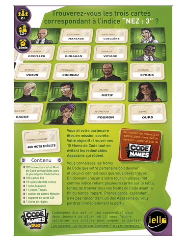 Codenames Duo - Juex de société - Jeux 2 Joueurs - dos de la boîte