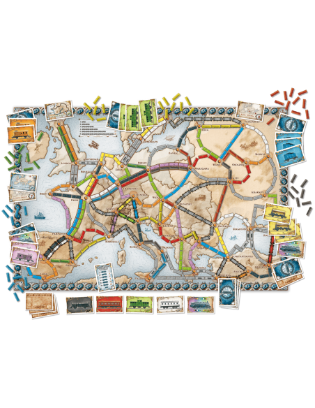 Les Aventuriers du Rail : Europe - Jeux de société - Jeux Familiaux - contenu - matériel - plateau - cartes