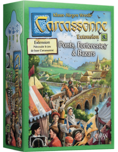 Carcassonne : Ponts, Forteresses et Bazars (Ext.) - Jeux de société - Jeux Familiaux - cover - couverture - boîte