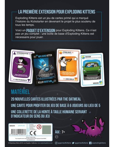Exploding Kittens : Imploding Kittens (Ext.) - Jeux d'ambiance - Jeux pour l'Apéro - dos de la boîte