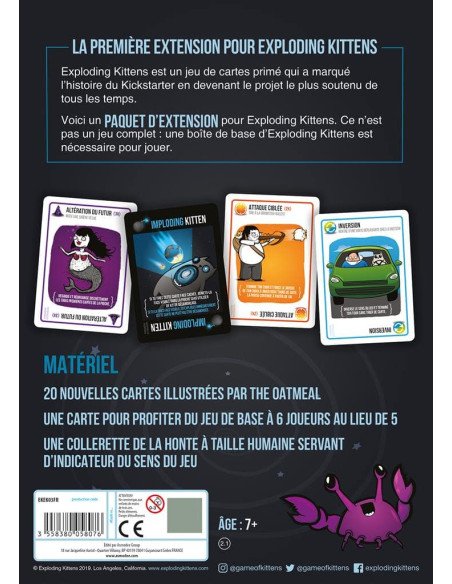 Exploding Kittens : Imploding Kittens (Ext.) - Jeux d'ambiance - Jeux pour l'Apéro - dos de la boîte