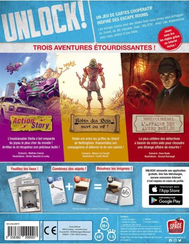 Unlock! Legendary Adventures - Jeux de société - Jeux d'Enquêtes - dos de la boîte Unlock! Legendary Adventures - Jeux de société - Jeux d'Enquêtes - dos de la boîte