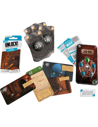 Unlock Short Adventures : Le Donjon de Doo-Arann - Jeux de société - Jeux d'Enquêtes - cover -couverture - boîte - contenu