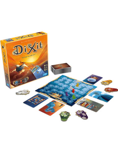 Dixit - Jeux de société - Jeux Familiaux - cover - couverture - boîte - contenu - matériel - plateau - cartes