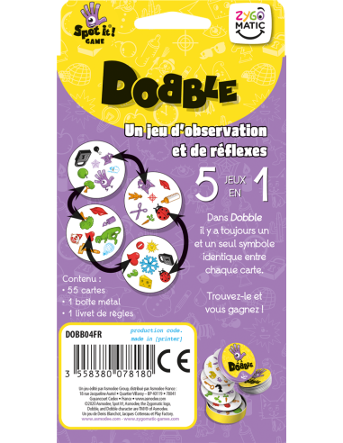 Dobble Classique - Jeux de société - Jeux Familiaux - dos de la boîte