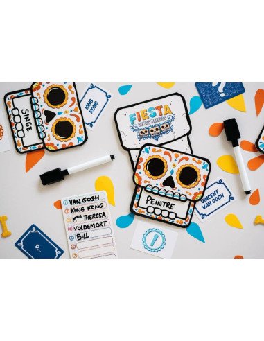 Fiesta de los Muertos - Jeux d'ambiance - Jeux de déduction - contenu - matériel - cartes - feutres