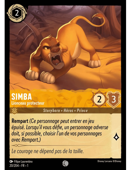 S1 - 020/204 - Simba : Lionceau protecteur - Disney Lorcana - Série 1