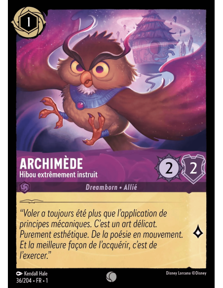 S1 - 036/204 - Archimède : Hibou extrêmement instruit - Disney Lorcana - Série 1