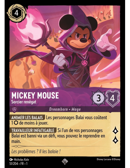 S1 - 051/204 - Mickey Mouse : Sorcier renégat - Disney Lorcana - Série 1