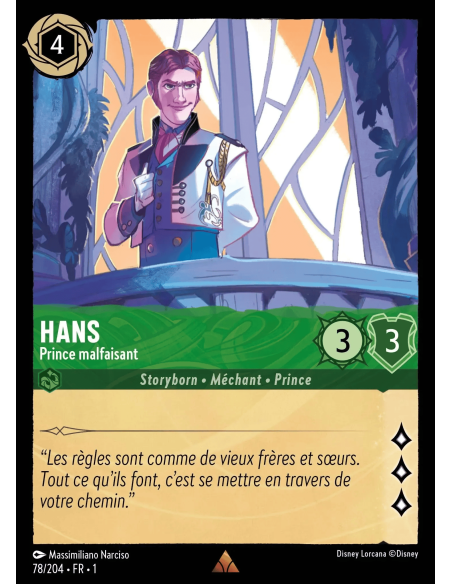 S1 - 078/204 - Hans : Prince malfaisant - Disney Lorcana - Série 1