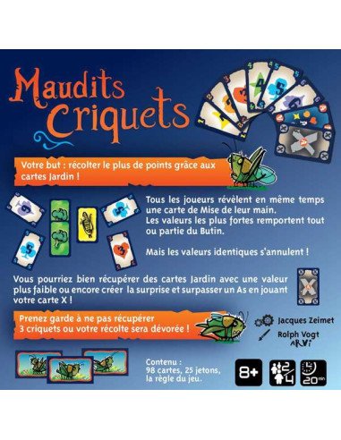 Maudits Criquets - Jeux de société - Jeux Familiaux - dos de la boîte