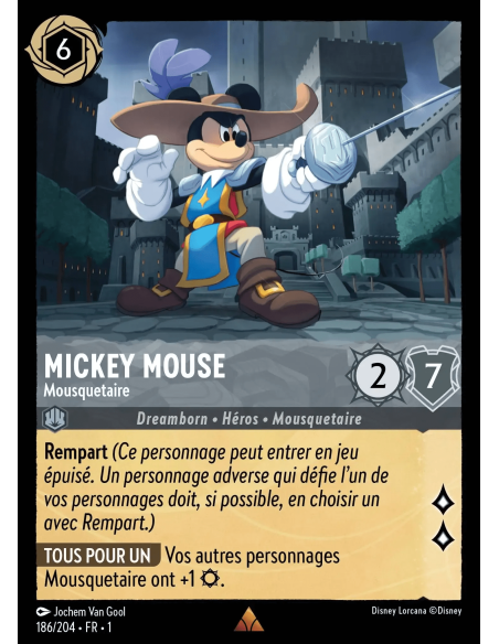 S1 - 186/204 - Mickey Mouse : Mousquetaire - Disney Lorcana - Série 1