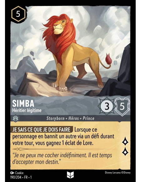 S1 - 190/204 - Simba : Héritier légitime - Disney Lorcana - Série 1