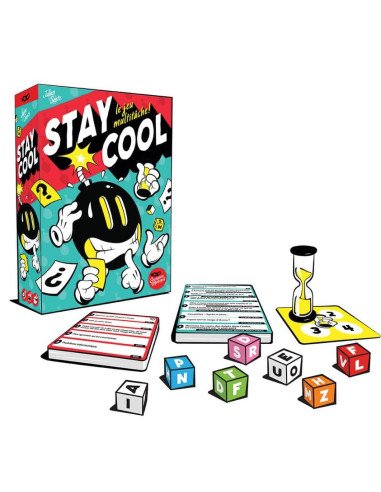 Stay Cool - Jeux d'ambiance - Jeux de Quizz - cover - couverture - boîte - contenu - matériel - cartes - sablier - dés