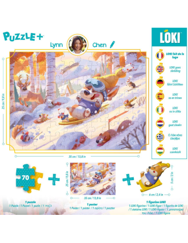 Puzzle 5 ans - Loki fait de la luge - Dos