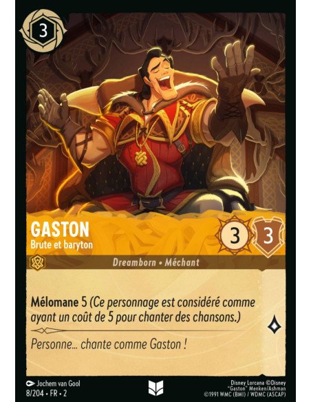 S2 - 008/204 - Gaston : Brute et baryton - Disney Lorcana - Série 2