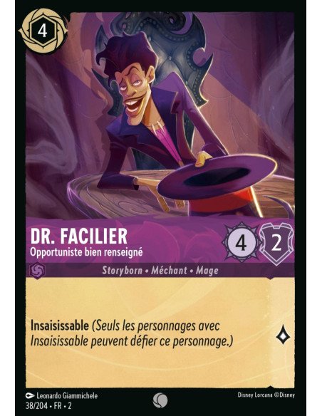 S2 - 038/204 - Dr. Facilier : Opportuniste bien renseigné - Disney Lorcana - Série 2