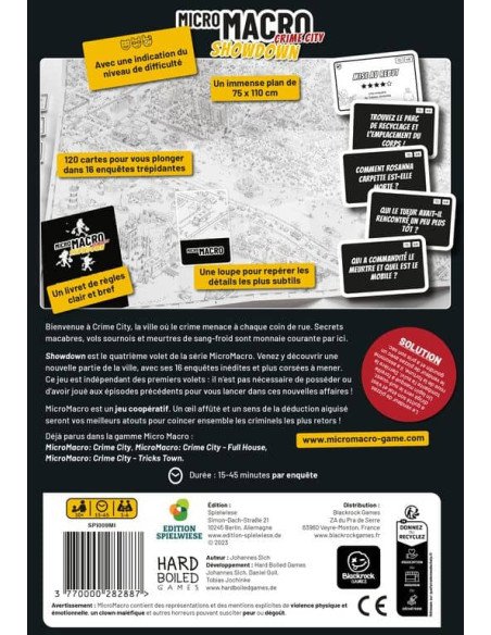 Micro Macro 4 : Showdown - Jeux de société - Jeu d'Enquêtes - contenu - matériel - visuel