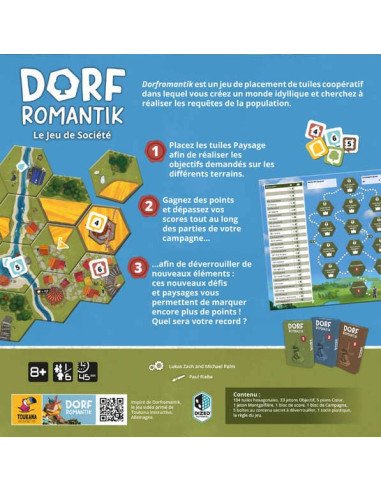 Dorf Romantik - Jeux de société - Jeux Coopératifs - dos de la boîte Dorf Romantik - Jeux de société - Jeux Coopératifs - dos de la boîte
