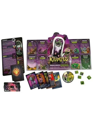 Dice Throne : Père Noël vs Krampus - Jeux de société - Jeux 2 Joueurs - contenu - matériel - visuel