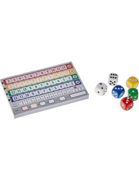 Qwixx - dé - boite - couverture - illustration - règles - dos - matériel - fiche - détail - contenu