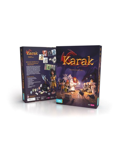 Karak - Jeu de société - Plateau - Dongeon Crawler - Exploration - Boite - Couverture - Graphisme - Dos
