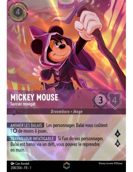 S1 - 208/204 - Mickey Mouse : Sorcier renégat - Enchantée - Disney Lorcana - Série 1