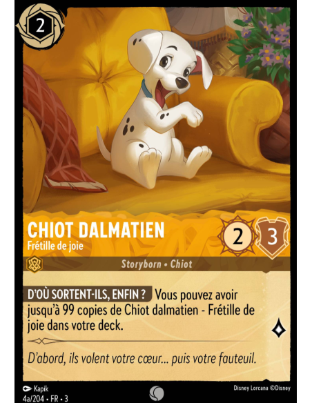 S3 - 004a/204 - Chiot Dalmatien : Frétille de joie - Disney Lorcana - Série 3