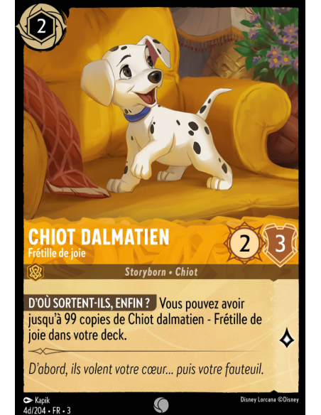 S3 - 004d/204 - Chiot Dalmatien : Frétille de joie - Disney Lorcana - Série 3