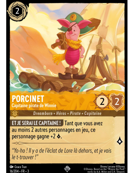 S3 - 016/204 - Porcinet : Capitaine pirate de Winnie - Disney Lorcana - Série 3