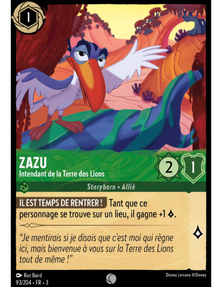 S3 - 093/204 - Zazu : Intendant de la Terre des Lions - Disney Lorcana - Série 3