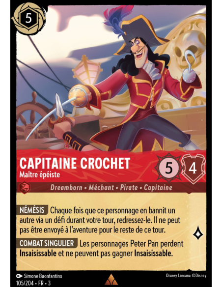 S3 - 105/204 - Capitaine Crochet : Maître épéiste - Disney Lorcana - Série 3