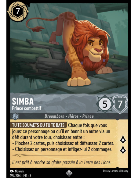 S3 - 192/204 - Simba : Prince combattif - Disney Lorcana - Série 3