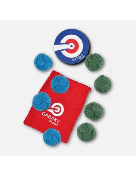 Gabaky Pocket - Jeux d'ambiance - Jeux d'Adresse - contenu - matériel - visuel - poche - balles - mini cible
