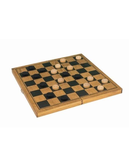 Dames bois vintage - Jeux de société - Jeux Classiques - contenu - matériel - visuel - plateau - pions