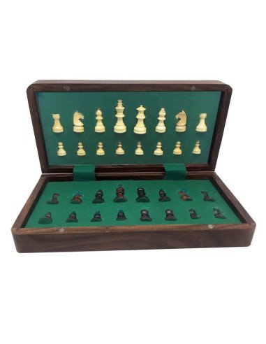 Jeu d'Echec Pliable 18cm (Roi 31mm) - Jeux de société - Jeux Classiques - contenu - matériel - visuel - pions