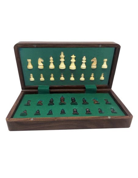 Jeu d'Echec Pliable 18cm (Roi 31mm) - Jeux de société - Jeux Classiques - contenu - matériel - visuel - pions