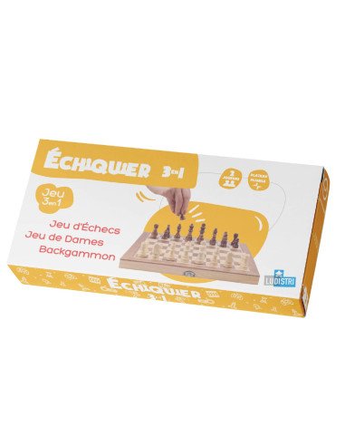 Echiquier 3 en 1 (échec, dame, backgammon) - Jeux de société - Jeux Classiques - cover - couverture - boîte