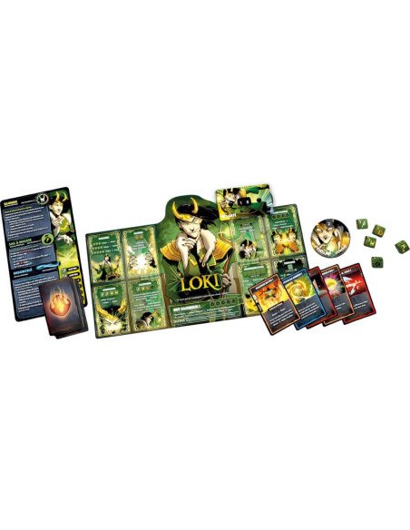 Dice Throne Marvel : Thor, Loki, Spiderman, Scarlet Witch - Jeux de société - Jeux Initiés - contenu - matériel - visuel