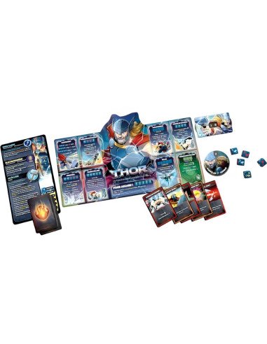 Dice Throne Marvel : Thor, Loki, Spiderman, Scarlet Witch - Jeux de société - Jeux Initiés - contenu - matériel - visuel