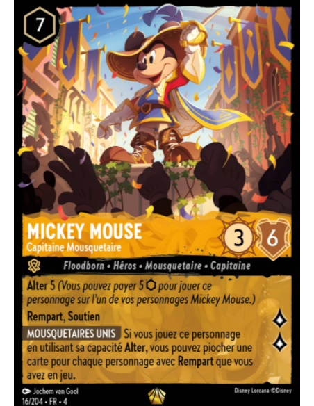 S4 - 016/204 - Mickey Mouse- Capitaine mousquetaire - Disney Lorcana - Série 4