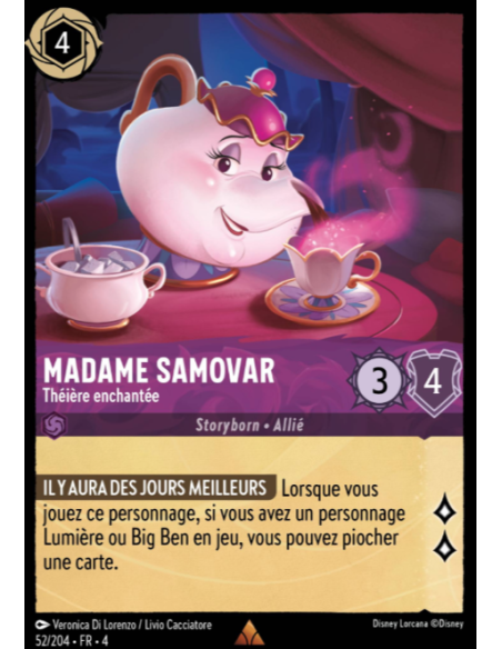 S4 - 052/204 - Madame Samovar : Théière enchantée - Disney Lorcana - Série 4