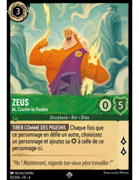 S4 - 092/204 - Zeus : M. Crache-la-Foudre - Disney Lorcana - Série 4