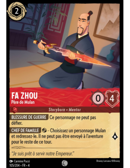 S4 - 105/204 - Fa Zhou : Père de Mulan - Disney Lorcana - Série 4