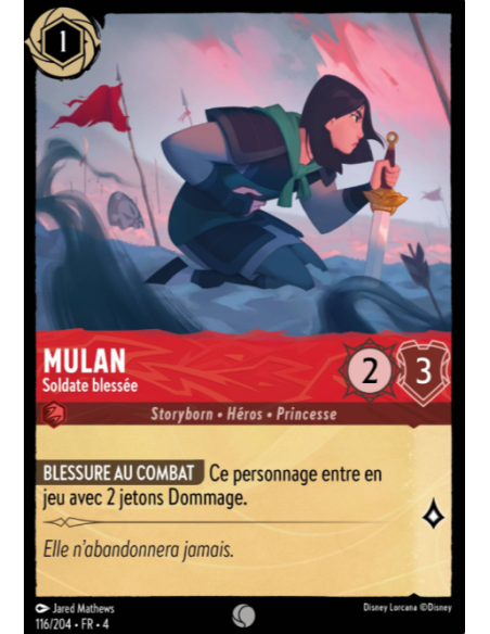 S4 - 116/204 - Mulan : Soldate blessée - Disney Lorcana - Série 4