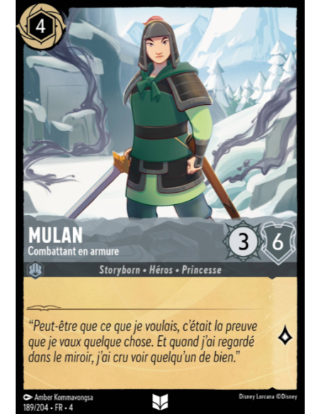 S4 - 189/204 - Mulan : Combattant en armure - Disney Lorcana - Série 4