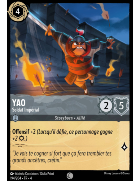 S4 - 194/204 - Yao : Soldat Impérial - Disney Lorcana - Série 4