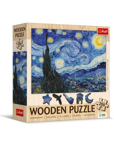 200 Wooden Puzzle : La Nuit Etoilée Van Gogh - Jeux de société - Logique - cover - couverture - boîte